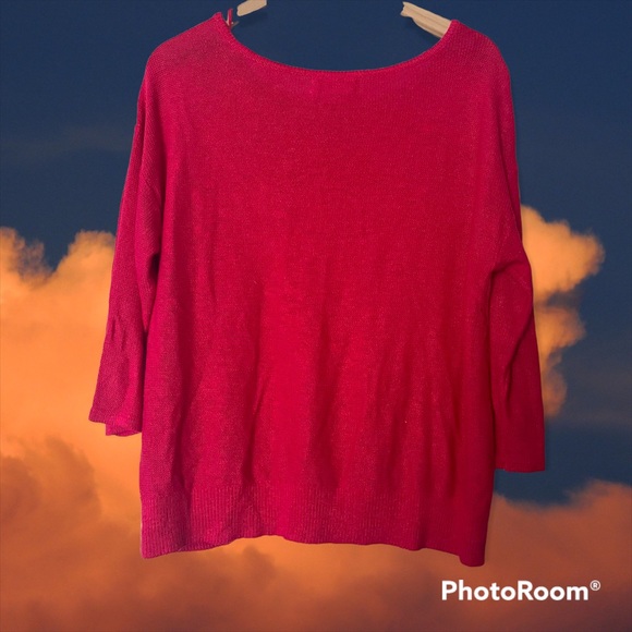 Anthropologie Linen Blend Light Spring Sweater Fuschia Magenta - Picture 2 of 4